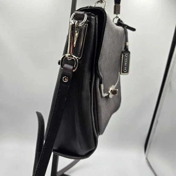 NEW COACH Madison Sadie Flap Saffiano Leather Satchel Gray Metallic + Red F26274 - Picture 12 of 16